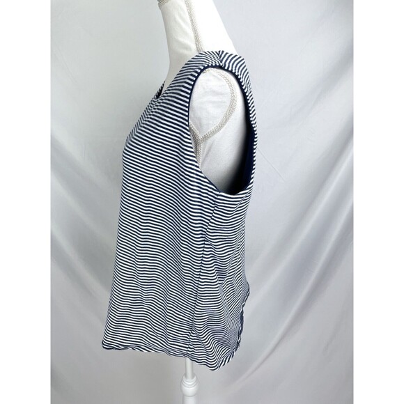 Chicos Zenergy Women 3 (16/18) Layered Blue White Striped Top Sleeveless Shirt - Picture 3 of 7